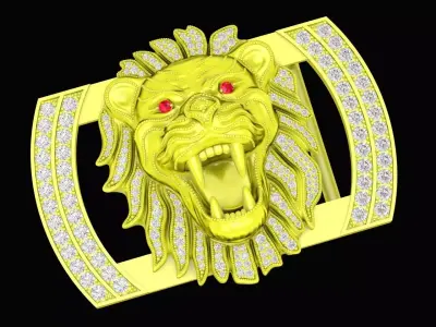 Luxury Diamond Lion Gold Belt Buckle 4562A 3D print model