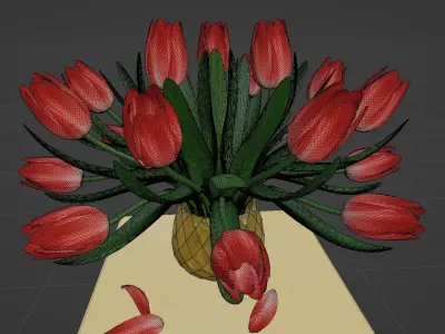 Tulips Vase Low-poly 3D model purchase