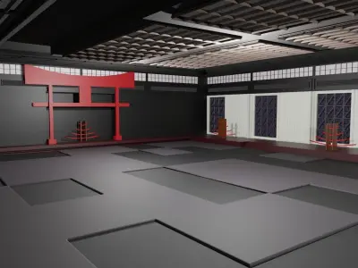 Dojo Fighting Hall Low-poly 3D model