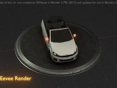 City Car 14 Compact Class Cabrio Open Type-C White  Low-poly 3D model