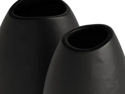 Modern Matte Black Vase Set 2 3D model