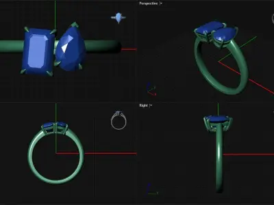 ring- Emerald - Pear-KR-0003 3D print model