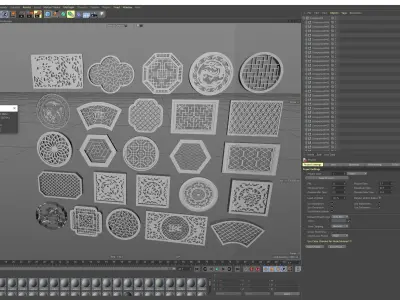 Chinese Antique Pattern Screen Window 3D model