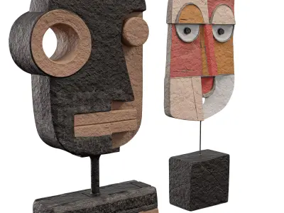  Abstract Tribal Mask Sculpture Collection 3D model