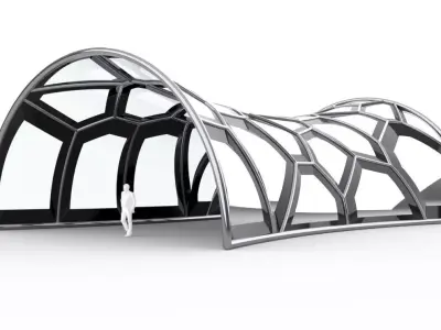 Voronoi Pavilion Structure with Glass Panels v1 3D model