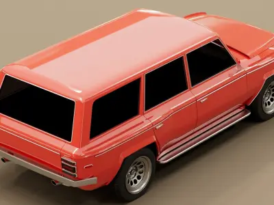 4 door generic 70s truck Low-poly 3D model