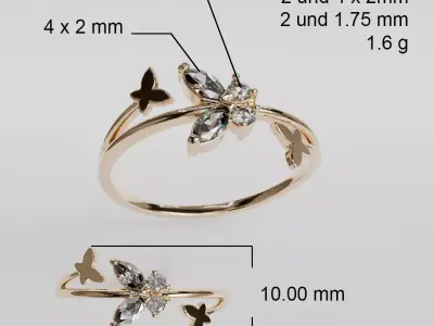 butterfly ring 3D print model