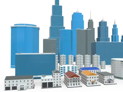 Buildings Low Poly Pack - 46 Models 3D model