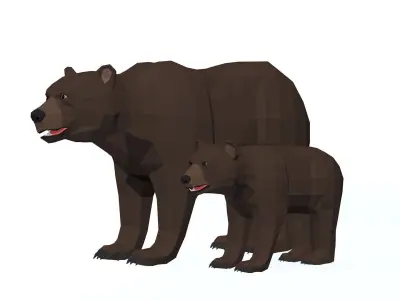 LowPoly Bear pack Low-poly 3D model