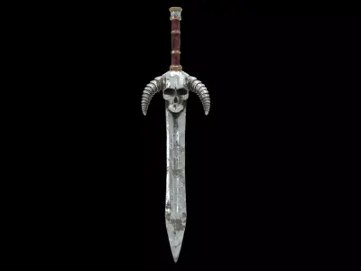 Skull Sword Low Poly Low-poly 3D model