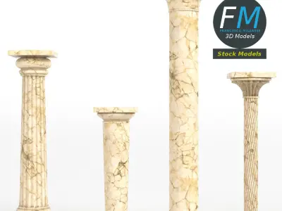 Columns set four marble 3D model