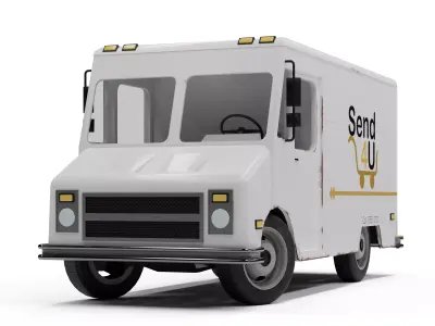 American Mail Truck Low-poly 3D model