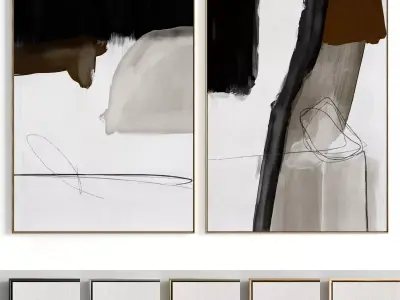 Plaster Two Photo Frame 104 Low-poly 3D model