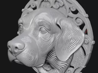 dog sculpture 3D print model 8