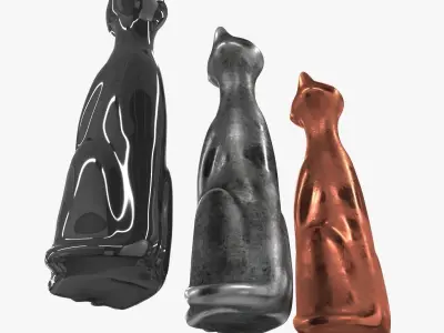 Highest metal figurines of cats Low-poly 3D model
