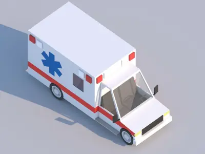 Cartoon Low Poly Car Ambulance Low-poly 3D model