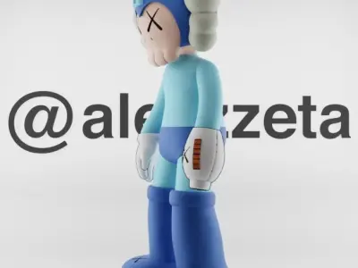 Kaws Astroboy x Megaman Textured Low-poly 3D model