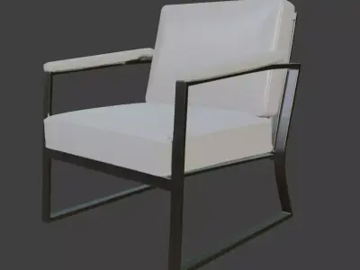 Modern White Leather Armchair 3D Model 3D model