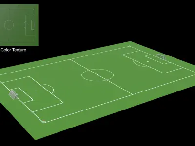Low Poly Soccer Football field v3 Low-poly 3D model