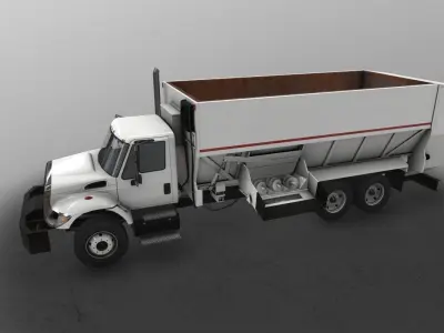 Box Mixer Truck International 7400 Low-poly 3D model