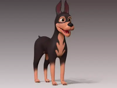 cartoon ward dog Low-poly 3D model