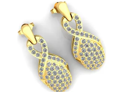 Luxury Fancy Woman Earring 3d Model Print  3D print model