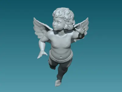 Angel cupid flying in air 3D model