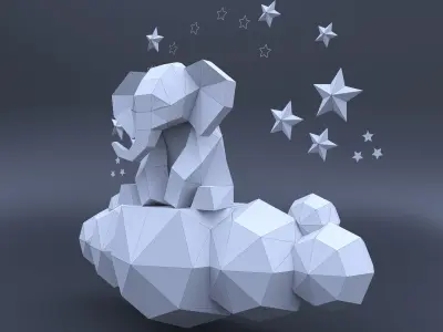  Low Poly Elephant Model Origami 3D print model 3D print model  3D print model