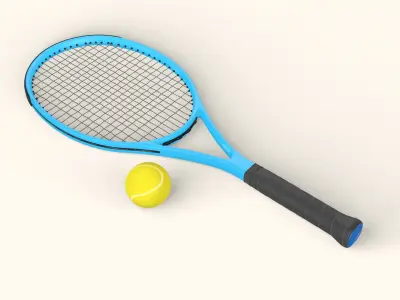 Tennis Racket and Ball 3D model