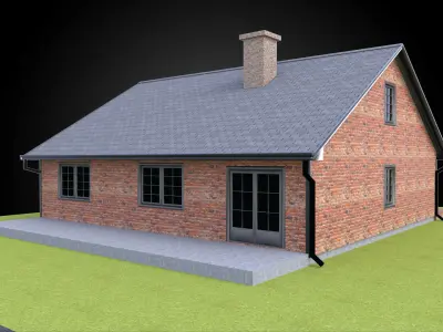 Residential style home fully modeled exterior architecture  3D model