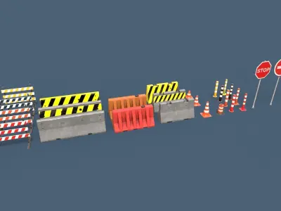 Traffic Objects Pack Low-poly 3D model