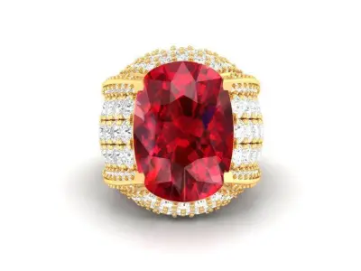 Luxury Ruby and Diamond Statement Ring for Men 184 3D print model