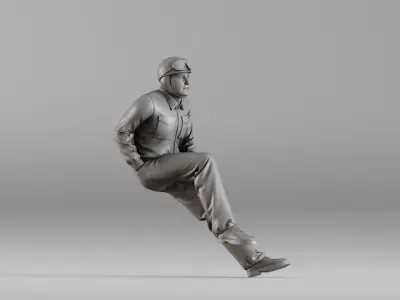 001604 Vintage Racing Driver Seated Pose 3D print model