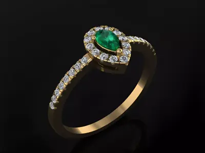 Engagement Ring with Pear Stone 3D print model
