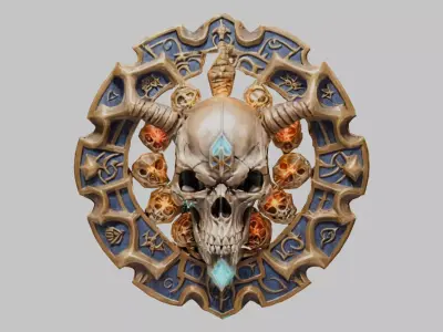 Sci-Fi Skull Emblem Low-poly 3D model