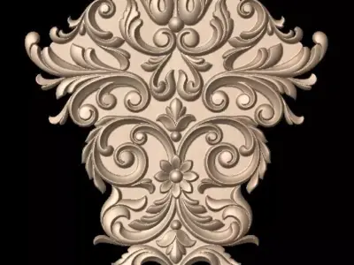Floral 3D Bas Relief Ornament Scalable  for CNC Machining 3D print model