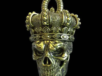 skull pendant jewelry King  with crown vol1 3D print model