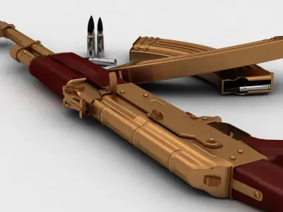 golden AK47 3D model