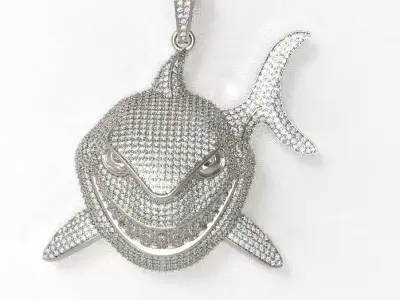 Shark diamond pendant 3D print model