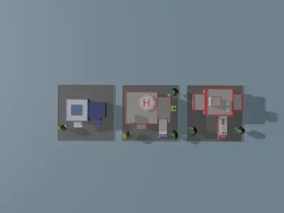 set of low poly 3D cartoon models Low-poly 3D model