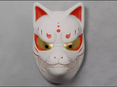 Kitsune mask Japanese theatre Noh 3D model 3D model