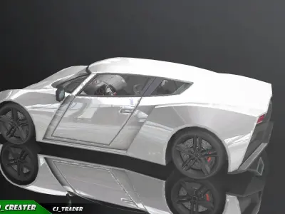 Lowpoly Bugatti Chiron Racing Car 3D Model Low-poly 3D model
