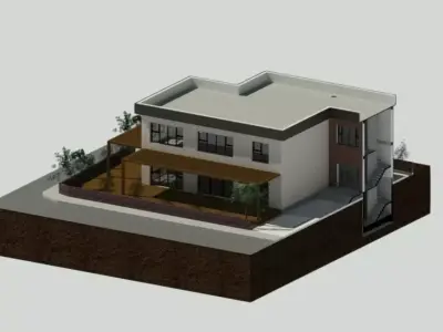 Restaurant Project Revit Low-poly 3D model