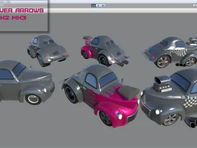 Cartoon Hot Rod Coupe PBR Low-poly 3D model