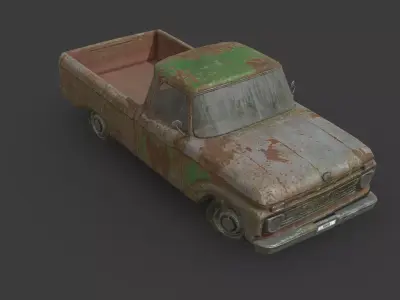 Abandoned Car - Ford F Classic Pickup Truck Low-poly 3D model