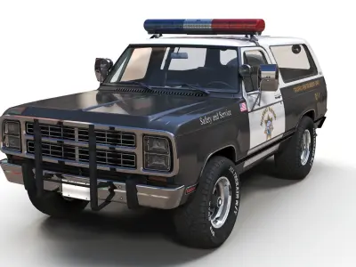 Dodge Ramcharger 1979 police car Low-poly 3D model
