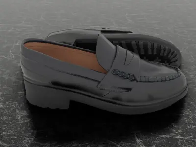 CLASSIC 3D SHOES - BLACK - LEATHER Low-poly 3D model