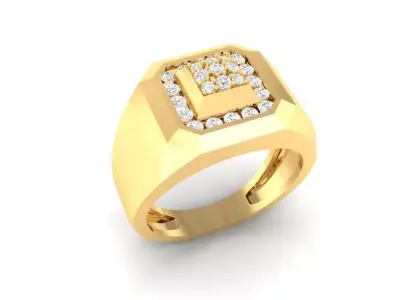 Luxury Square Diamond Men Ring 3D Model  132 3D print model