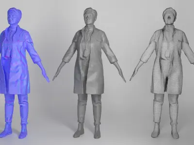 Adult woman in a medical gown ready for animation 192 Low-poly 3D model