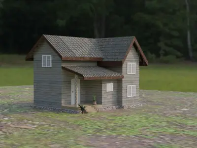 House 3D Lowpoly in woods Low-poly 3D model